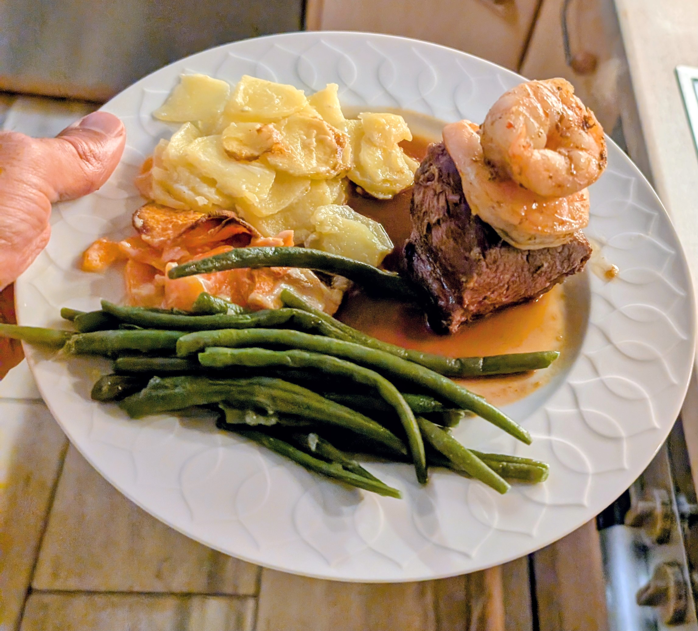 Surf & Turf – Rinderhüfte bzw. Portobello mit Scampi